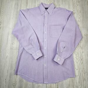 Lands End Hyde Park Oxford Shirt Mens Large Button Down Long Sleeve Pocket‎